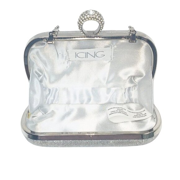ICING SILVER GLITTER EVENING HANDBAG WITH RING FINGER CLOSURE - Picture 3 of 4